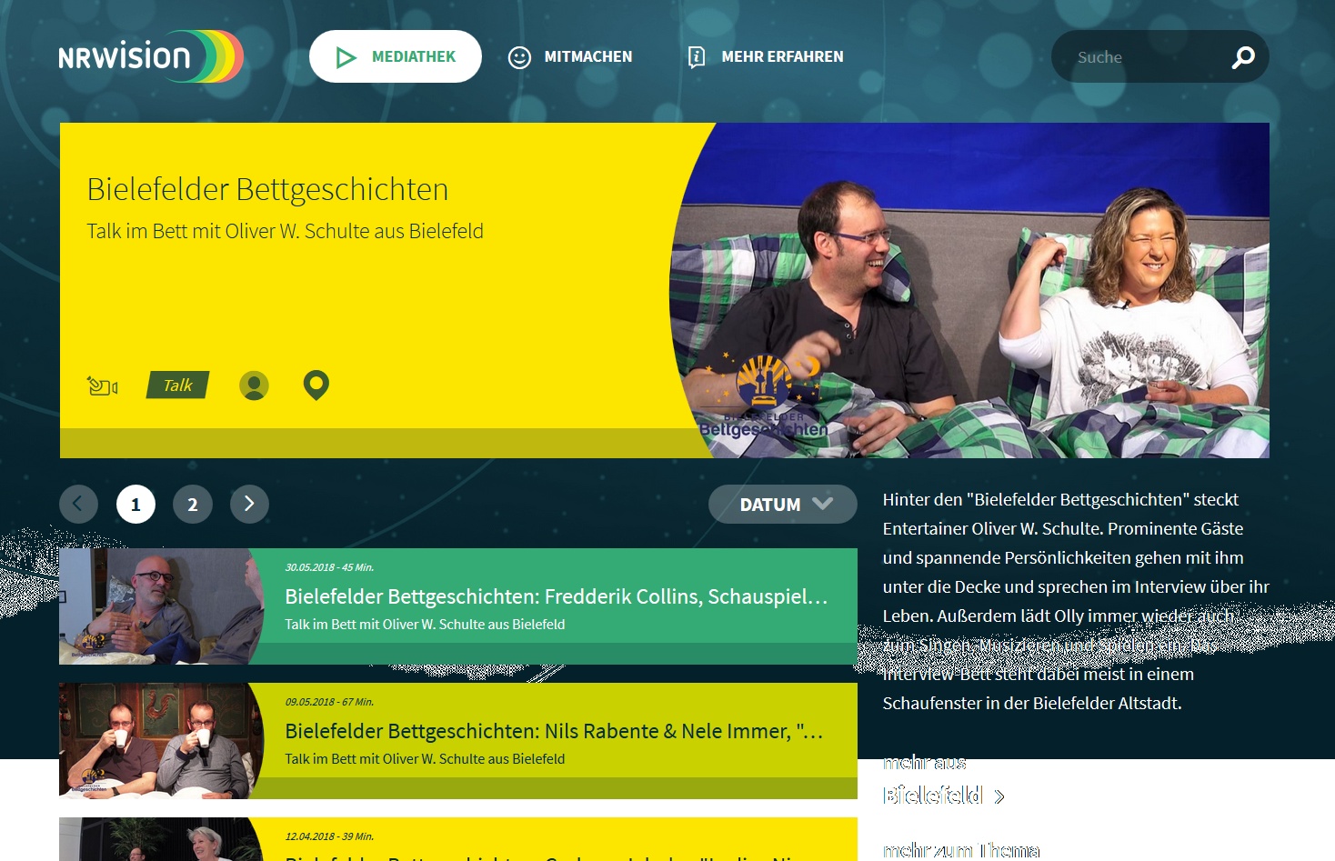 Bielefelder Bettgeschichten bekommen eigene Seite beim Sender NRWision