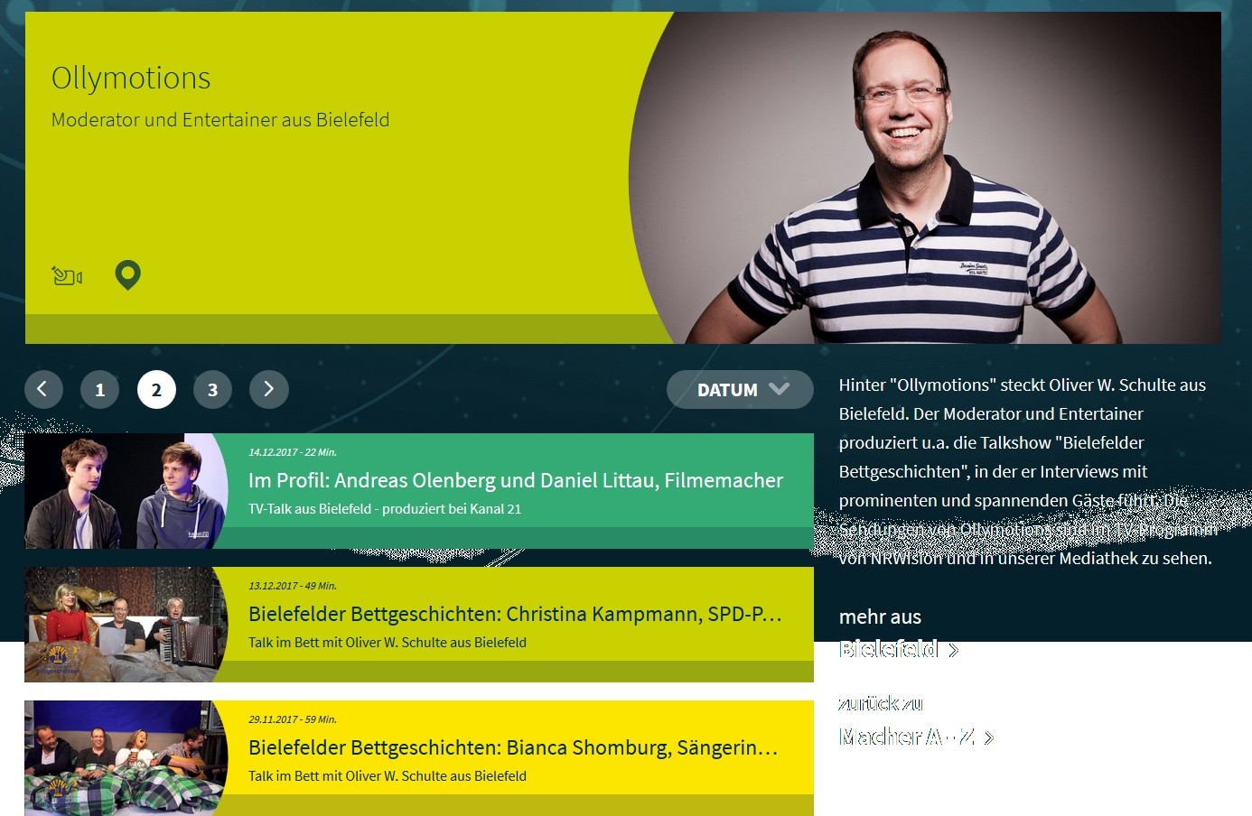Ollymotions bekommt eigene Seite beim Sender NRWision