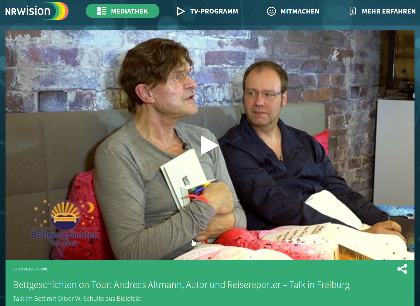 Tipp der Woche und TV-Premiere: Bestsellerautor Andreas Altmann in den 